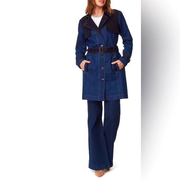 🔴SOLD🔴 GLORIA VANDERBILT X CHRISTIAN SIRIANO DENIM TRENCH JACKET 🧥 - Picture 3 of 9